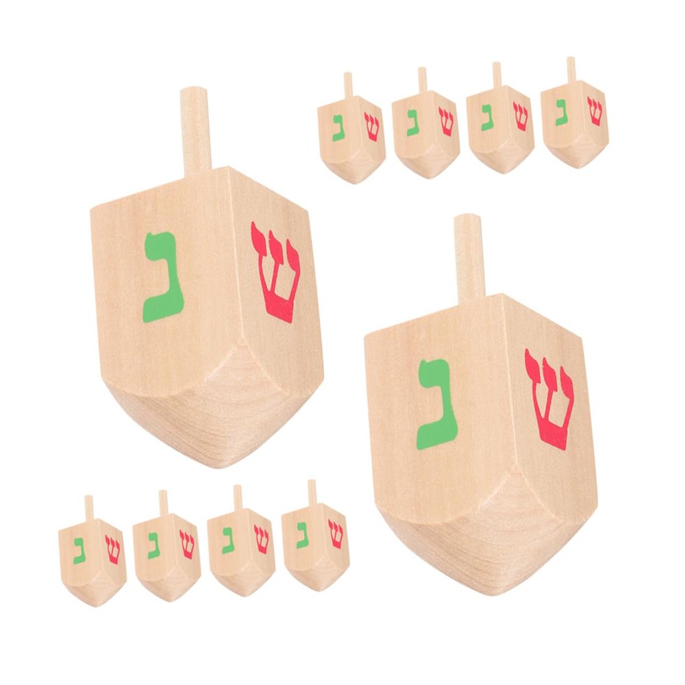 KONTONTY 10 Pcs Wooden Spinning Tops for Hand-Eye Coordination Fine Motor Skills Development Educational Gyro Handmade Smooth Spin Playthings for Boys Fiesta