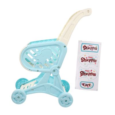 FELTECHELECTR Simulated Shopping Cart for Supermarket Push Trolley Pretend Play Storage Rack for Dolls and Blue Helps Walking Development