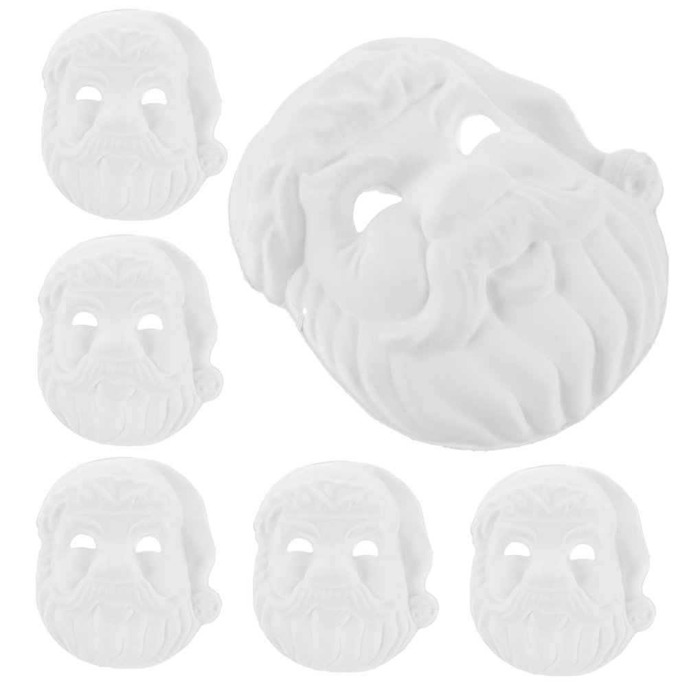 BCOATH 6pcs DIY Santa Claus Paper Blank Masks for White Unfinished Full Face Masks for Holiday Party Supplies Hand-paintable Craft Kit to Boost Creativity and Fun
