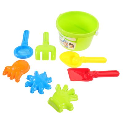BCOATH 8pcs Sand Set for Beach Bucket with Non-Toxic Tools Random Colors for Sandcastle Building and Outdoor Play Random Color
