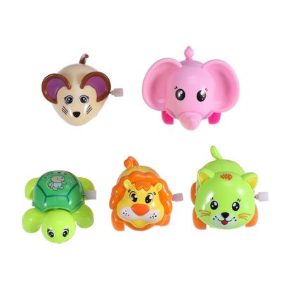 Gogogmee 5pcs Wind Up Cartoon Animal Plastic Jumping Party Favors for Boys Random Colors and Styles Manual Clockwork Mechanism Safe Random Color