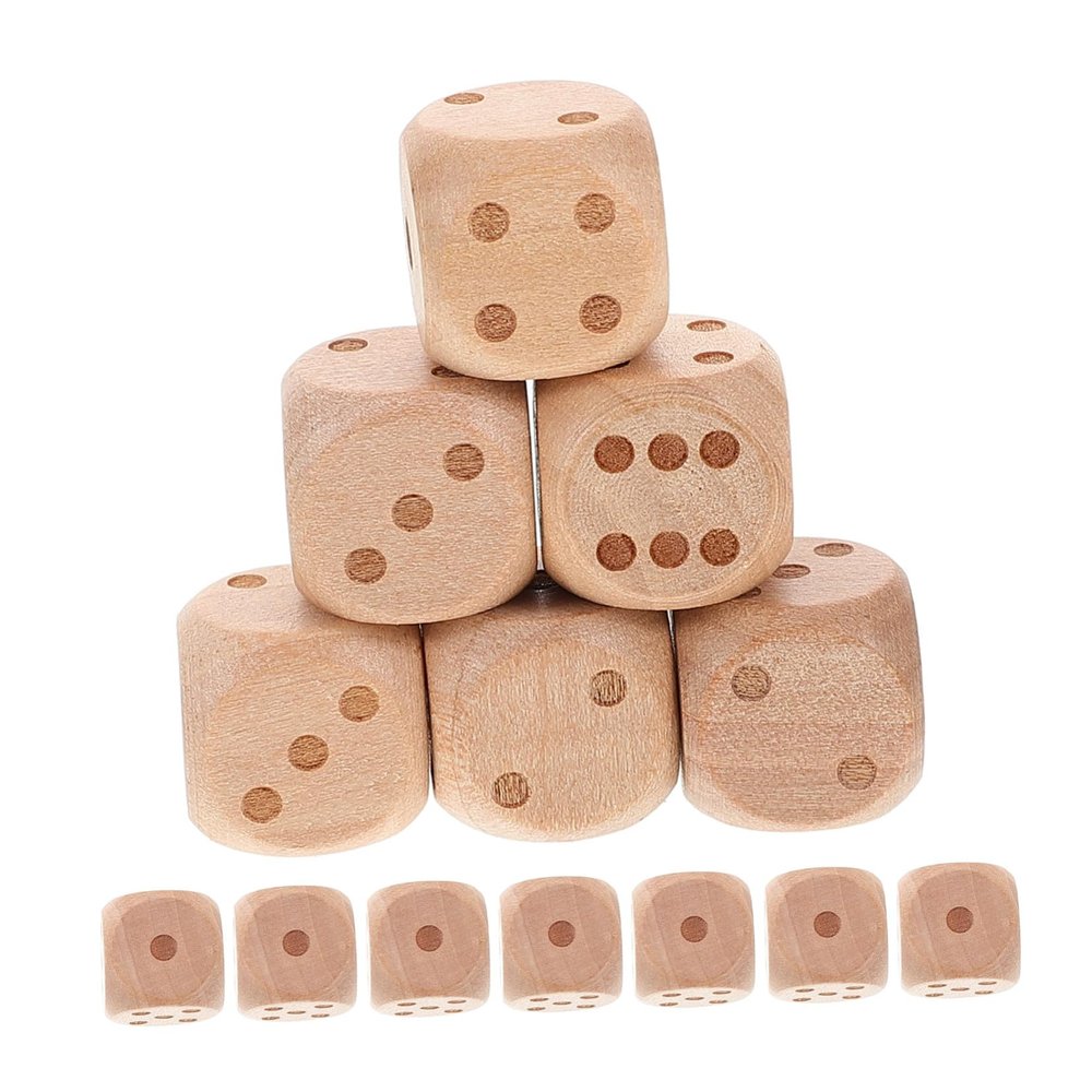 BCOATH 20pcs Wooden Dice Set Rounded Corners Cubic Dice for Board Games Party Entertainment Safe and Comfortable Props