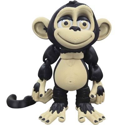 Articulated Monkey Figurine with Poseable Limbs  Collectible 3D Printed Primate Decor for Desk or Shelf Display  3D Printed in Canada (Black)