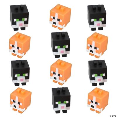 1 1/2" x 2" Pixel Pets Vinyl Cube Critter Characters - 12 Pieces
