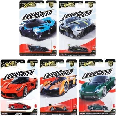 1:64 Diecast Model Car Compatible with Hot Wheels 2025 Premium Car Culture Euro Speed L Case Set of 5 Cars, FPY86-961L