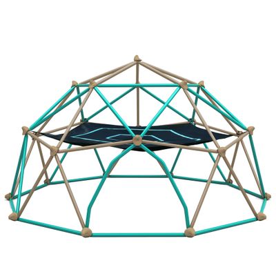 BKNROIHB Geometric Dome Climber Play Center for Kids with Hammock, Rust & UV Resistant Steel, 1000 LBS Capacity(Coffee+Green 13ft)