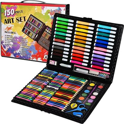 150 Piece Art Set for Kids  Artists Corner Drawing & Painting Kit with Markers, Crayons, Oil Pastels, Colored Pencils, Watercolors & Art Supplies for Kids