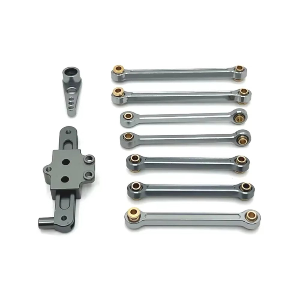 RC Car Accessories For WLtoys 124006 12427 12428 Fixed Rod Steering Group Servo Arm Metal Upgrade Parts Rc Model Crawler Car Truck For Buggy(Dark Grey)