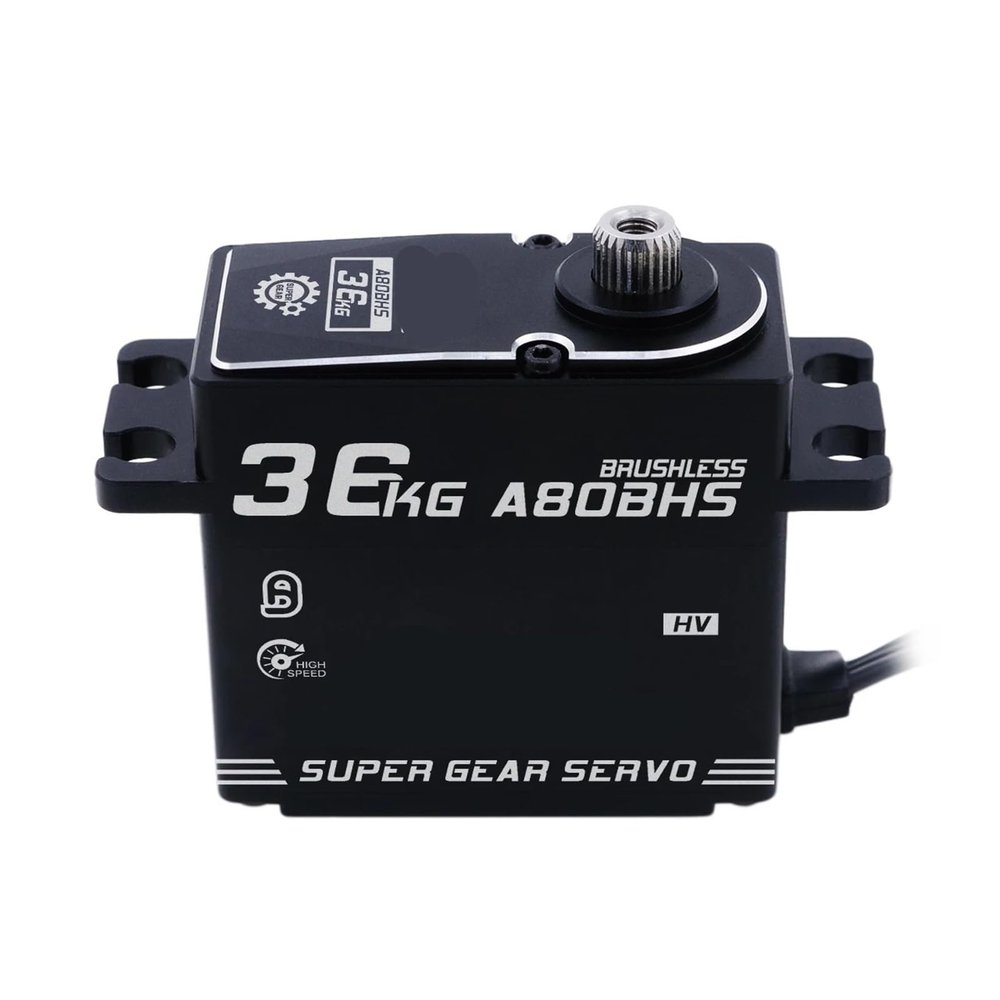 A80CHS A80BHS 7.4V 32KG 36KG Metal Gear Coreless Brushless Motor 25T Digital STD Steering Servo Suitable for 1/10(A80BHS 36kg Servo)