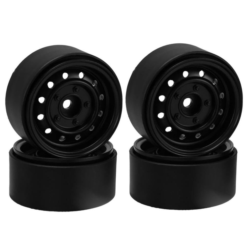 100g Pcs Metal 1.9 Inch Beadlock Wheel Rim Wheel Hub Compatible with RC Car Parts 1 10 Scale Models(Black)