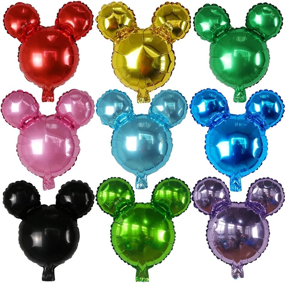 Party Balloons 50pcs 40x40cm Mouse Head Aluminum Foil Balloon Baby Shower Birthday Party Decoration Air Globos(Mixall)