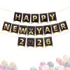 2026 Happy New Year Banner, New Years Eve Party Decorations Photo Booth Props Background for Fireplace Mantle view 1