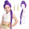 25 Inches Long Braid Anime Costume Wig,Purple Braid Wig Kids,Kp Singers Long and Thick Wigs,Cosplay Costume Party Wigs,Natural Looking Costume Wig for Halloween Party view 1