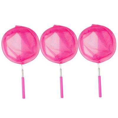 BCOATH 3pcs Telescopic Nets Extendable Fishing Nets for Pink with Anti-Slip Handle Stainless Steel Pole for Butterfly Insect Catching and Small Fish Exploration