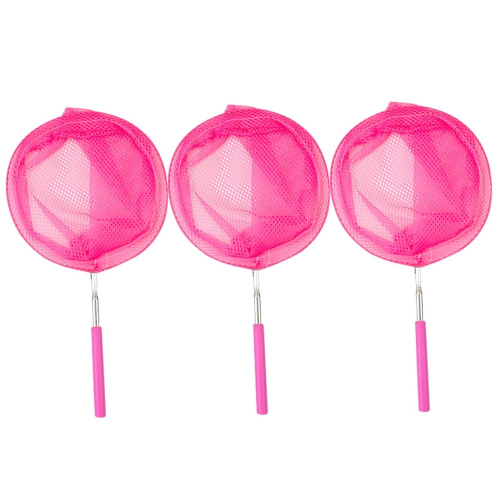 BCOATH 3pcs Telescopic Nets Extendable Fishing Nets for Pink with Anti-Slip Handle Stainless Steel Pole for Butterfly Insect Catching and Small Fish Exploration