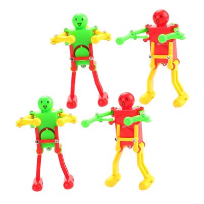 ORFOFE 4pcs Wind Up Dancing Robot for Adults Lightweight Portable Clockwork Safe for Indoor Outdoor Play Random Color