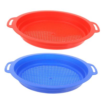 BCOATH 2pcs Portable Sand Sifter for Lightweight Beach Sand for Hand Coordination and Imaginative Play in Blue and Red