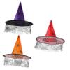 BCOATH 3pcs Halloween Witch Hats Mesh Lace Wizard Caps Lightweight Headwear for Party Cosplay Masquerade Decoration with Spider Web Design view 1