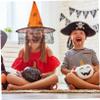 BCOATH 3pcs Halloween Witch Hats Mesh Lace Wizard Caps Lightweight Headwear for Party Cosplay Masquerade Decoration with Spider Web Design view 3