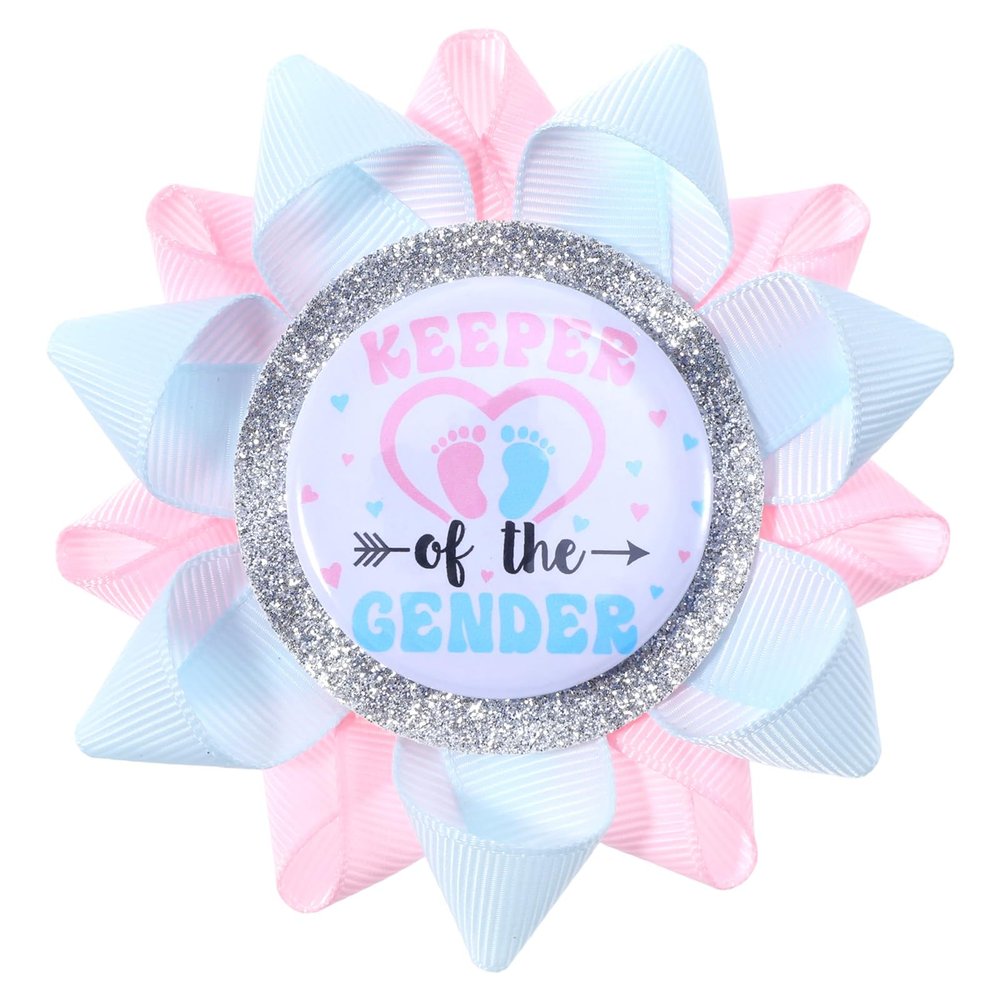 LXUEJIE Keeper of the Gender Pin, Boy or Girl Gender Reveal Party Pins for Baby Shower Party Gender Reveal Decorations
