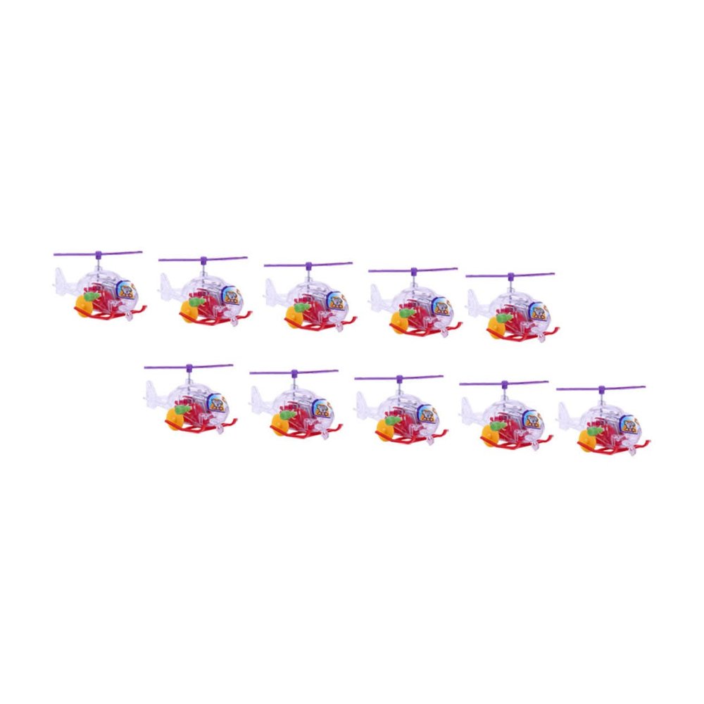 BRIGHTFUFU 10pcs Wind-up Plastic Helicopter for Party Favors Funny Cartoon Clockwork with Manual Mechanism Graspable Helicopter Wind-up Random Color