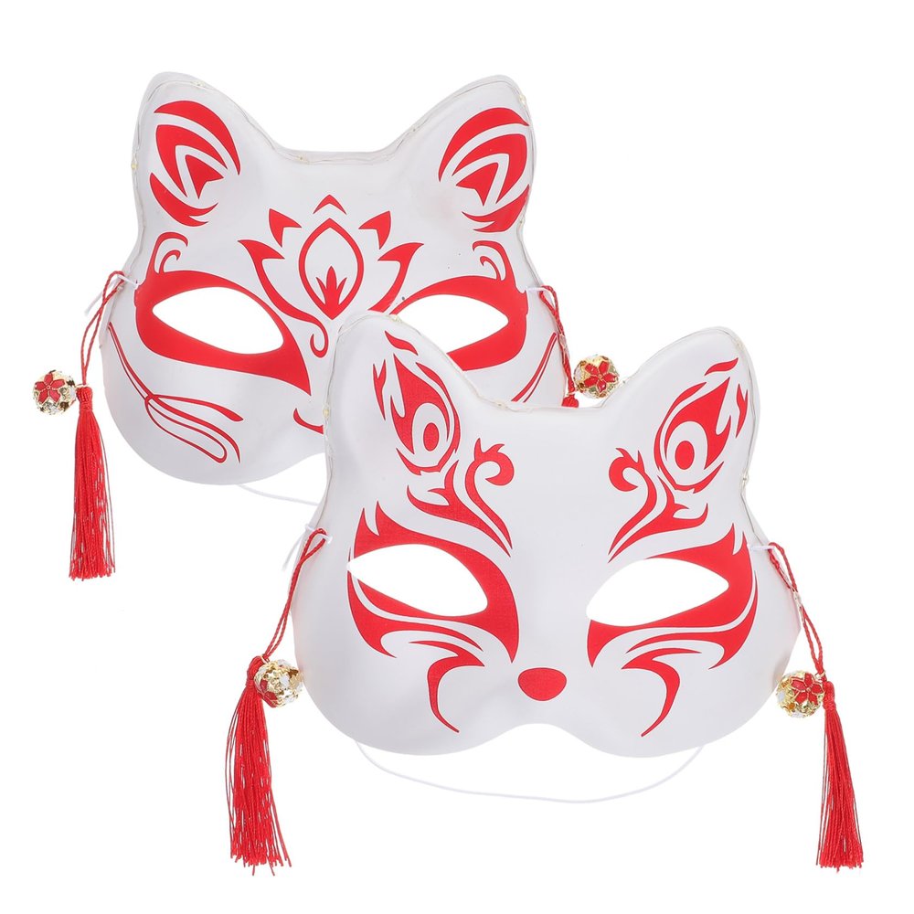 BCOATH 2pcs Luminous Foxes Cosplay Masks Half Face Party Props for Halloween Masquerade Festival with Unique Glowing Design