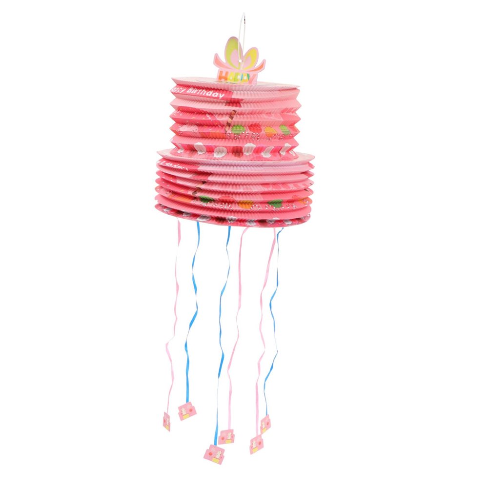 BRIGHTFUFU Mini Pull-string Pinata Box for Sugar-filled Plaything Fun Party Favor for Birthday Celebrations Holiday Games and Festival Entertainment Pink Lantern Design