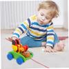 BRIGHTFUFU Wooden Chicken Model Pull for Educational Plaything Cartoon Animal Cart Creativity and Color Recognition for Boys view 3