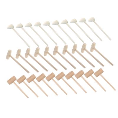 ORFOFE 30PCS Natural Wooden Mini Mallets Solid Hardwood Cake Hammers for High-density Wood Handcraft Tools Creative DIY