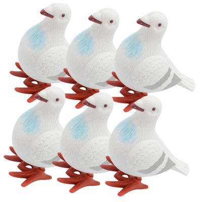 HAKIDZEL 6Pcs Wind-up Pigeon Walking Clockwork Dove Bird for Party Favors Adorable White Plastic for S Fun Play