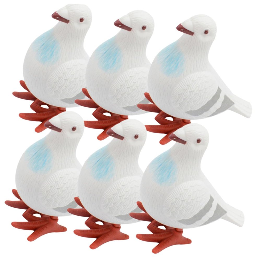 HAKIDZEL 6Pcs Wind-up Pigeon Walking Clockwork Dove Bird for Party Favors Adorable White Plastic for S Fun Play
