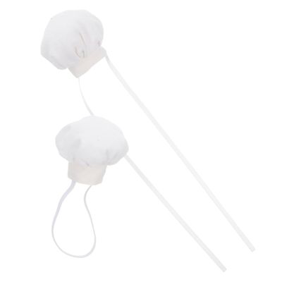 FELTECHELECTR 2pcs Plush Small Cook Hat for Dolls with Elastic Band and Ribbon Soft Lightweight Kitchen Cooking Cap for Stuffed Animals Pretend Play and Dress Up Accessories