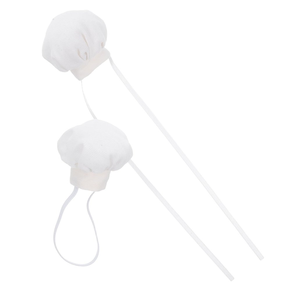 FELTECHELECTR 2pcs Plush Small Cook Hat for Dolls with Elastic Band and Ribbon Soft Lightweight Kitchen Cooking Cap for Stuffed Animals Pretend Play and Dress Up Accessories