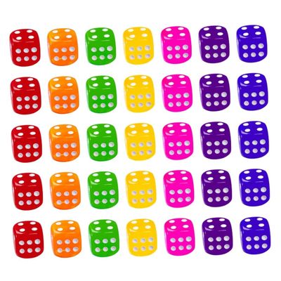 BCOATH 50 Pcs Transparent Acrylic Dice Colorful Sided Cubes Lightweight for Board Games Pub Party Entertainment Ktv Bar Use Random Color