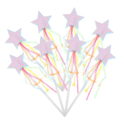 Gogogmee 8pcs Star-Shaped Paper Fairy Wands with Tassels Lightweight Cosplay Sticks for Birthday Parties Stage Performances and Dress-up Games
