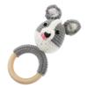 BCOATH Wooden Hand Rattle for Newborns and Lightweight Skin-Friendly Soothing Shaker with Adorable Grey Husky Crochet Design Safe Smooth Edges for Sensory Play and Early Development view 1