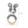 BCOATH Wooden Hand Rattle for Newborns and Lightweight Skin-Friendly Soothing Shaker with Adorable Grey Husky Crochet Design Safe Smooth Edges for Sensory Play and Early Development view 2