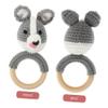BCOATH Wooden Hand Rattle for Newborns and Lightweight Skin-Friendly Soothing Shaker with Adorable Grey Husky Crochet Design Safe Smooth Edges for Sensory Play and Early Development view 4