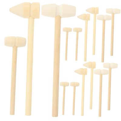 LALADEFIEE 15pcs Mini Wooden Mallets for Small Wooden Hammers for Hand Muscle Development and Fine Motor Skills Safe Natural Wood Educational Tools