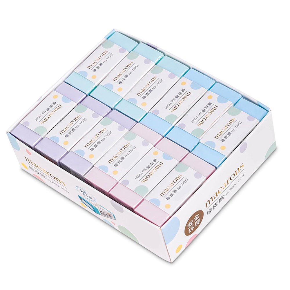 36Pcs Soft Macaron Erasers Adorable School Supplies for Art Projects Classroom Rewards & Children's Gifts Pencil Lovely Eraser Macaron Color for Kids