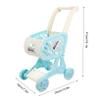 LALADEFIEE Shopping Cart with Play Food Educational Pretend Supermarket Trolley for Smooth Arc Design for Safe Push Role Play to Support Walking and Interaction Blue view 2