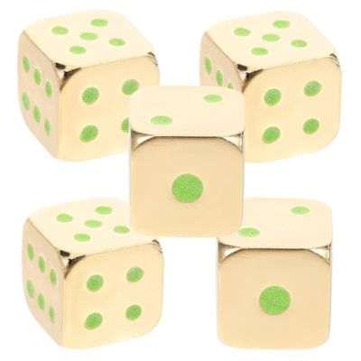 BCOATH 5pcs Luminous Metal Dice Rounded Corner Game Dices for Board Games Party Accessories Portable Lightweight Replacement