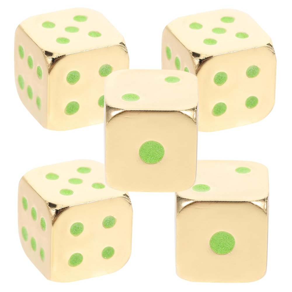 BCOATH 5pcs Luminous Metal Dice Rounded Corner Game Dices for Board Games Party Accessories Portable Lightweight Replacement