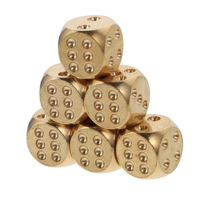BCOATH 6pcs Small Solid Brass Dice Game Props Lightweight Dice for Board Games RPG Role Playing Party Accessories
