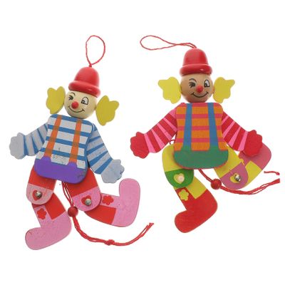 BCOATH 2Pcs Wooden Clown Marionette Puppet Pull String Funny Puppet for Adults Finger Dexterity Exercise Interactive Performance and Party Decoration