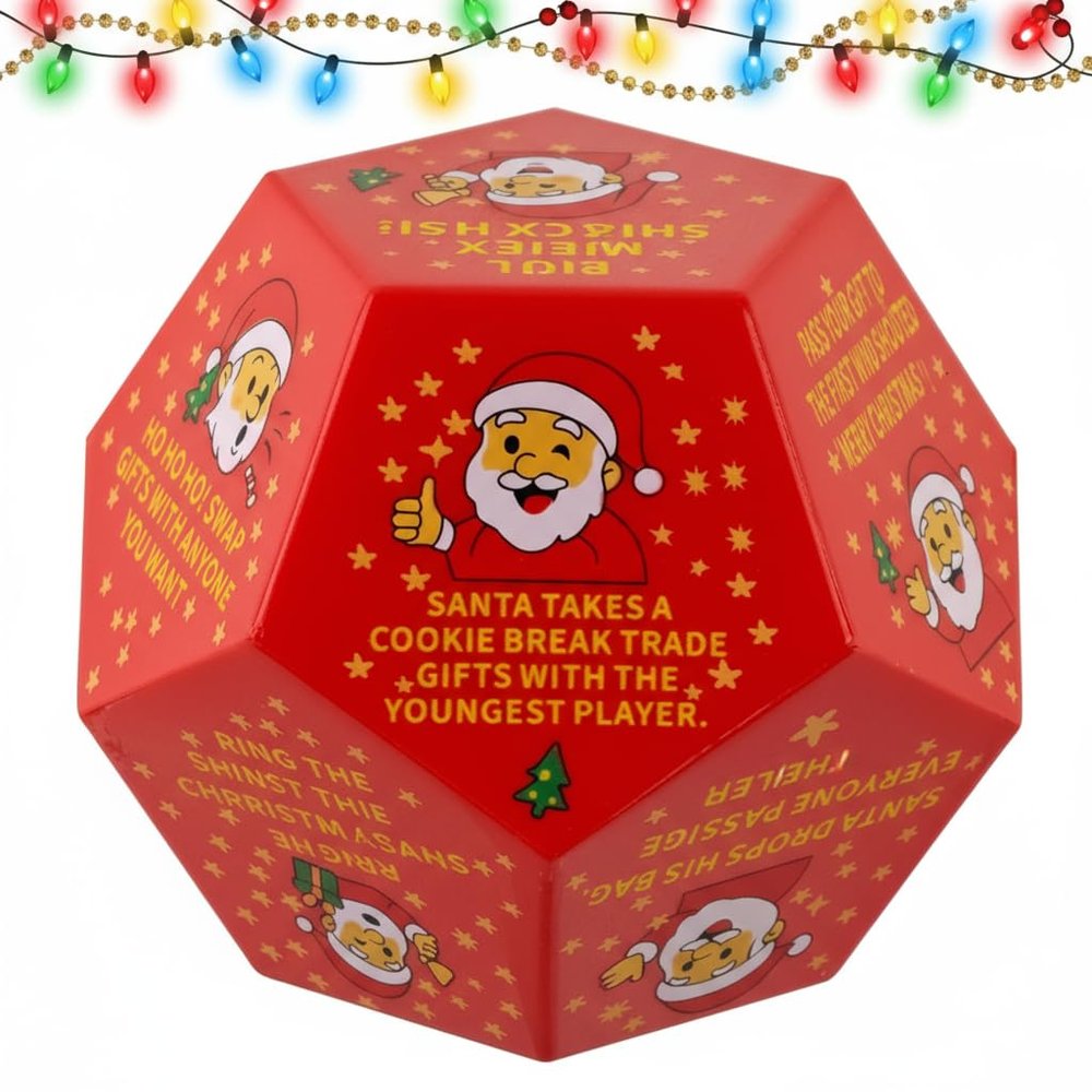 Christmas Santa Swap Gift Exchange Dice Game, Funny Holiday Party Game for Family & Friends, Hilarious Xmas Gift Exchange Dice for Teens Adults, Christmas Stocking Stuffers Party Supplies (red)