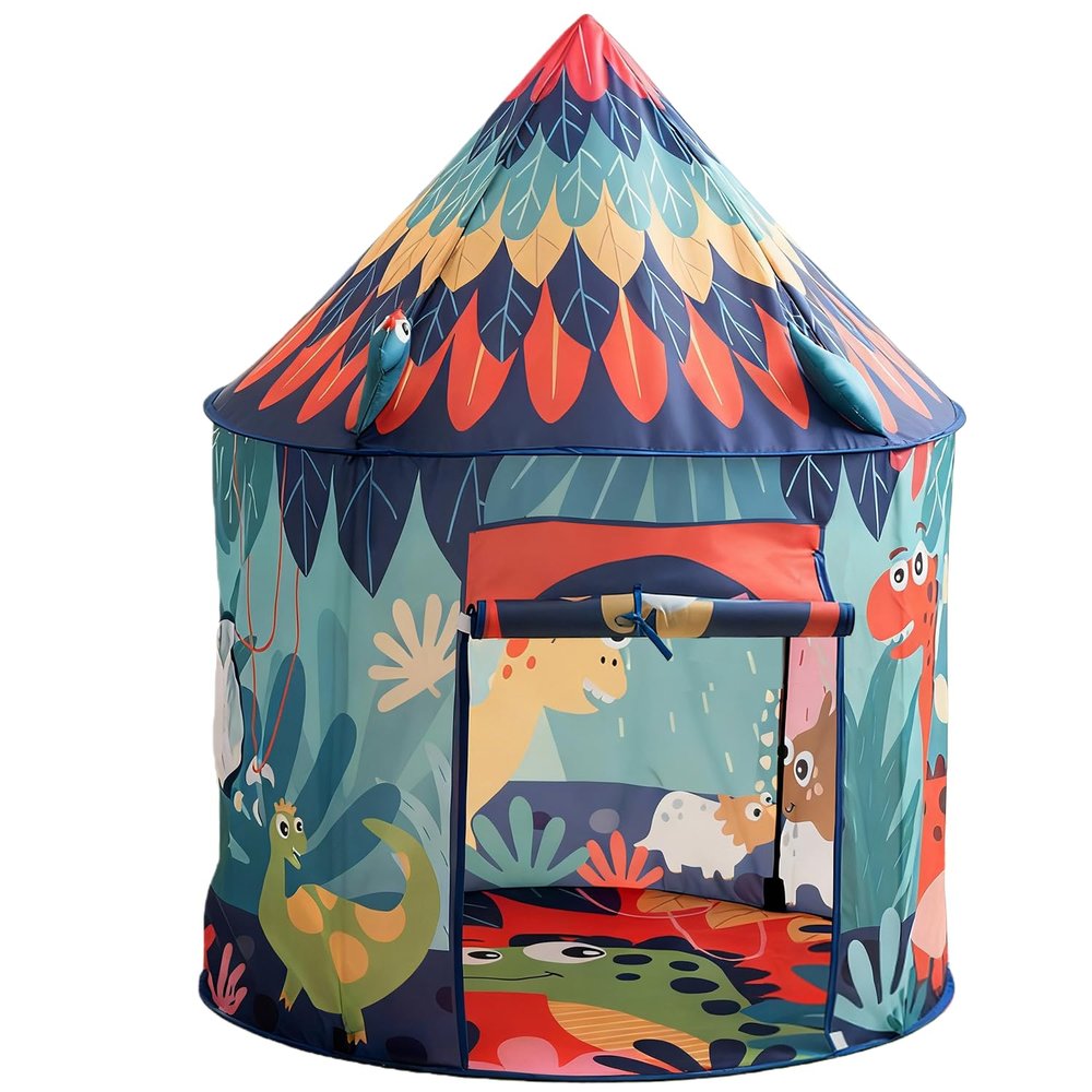Dinosaur Pop Up Tent for Kids, Foldable Pop-Up Play Tent for Boys Girls Toddler, Indoor Outdoor Dino Playhouse Fort Tent Ideal Birthday Christmas Gifts for Age 3 4 5 6 8