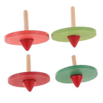 BCOATH 4pcs Wooden Spinning Tops Colorful Gyroscope for Cognitive Hand-Eye Coordination Educational Fun Random Colors Random Color