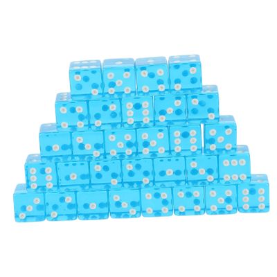 BCOATH 30pcs Transparent Sky Blue Acrylic Dice Six-Sided Game Props for Board Games Party Favors Teaching Math Counting Fun