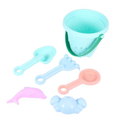 BCOATH Colorful Plastic Beach Bucket with Fun and Fish Tools Gift for Boys, Easy to Hold for Happy Outdoor Play Random Color